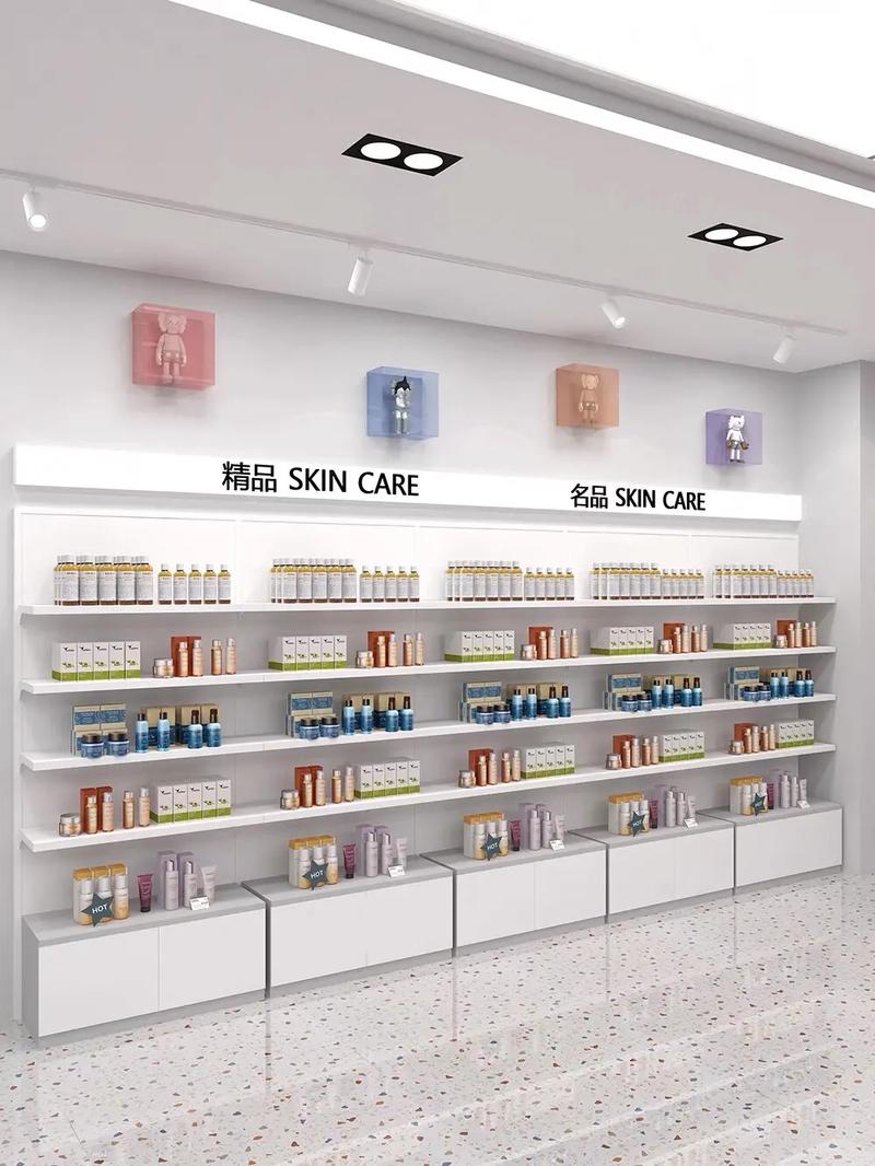 全鐵質化妝品展示柜 鋼琴漆高級灰與白色交織的美學典范